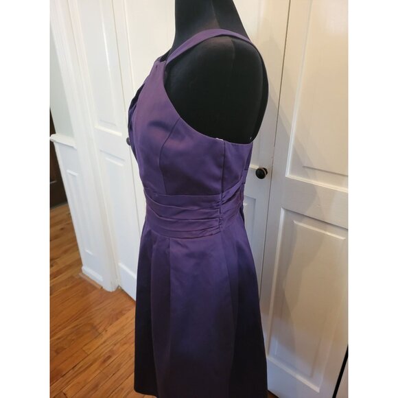 David's bridal Cotton Satten Halter Pleated Mini Dress 8 Bridesmaid Wedding Prom - Picture 5 of 9